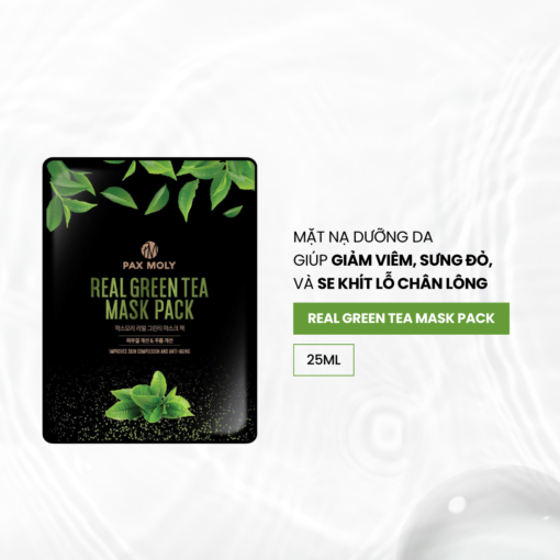 Mặt Nạ Giúp Giảm Viêm, Làm Dịu Sưng Đỏ, Se Khít Lỗ Chân Lông Pax Moly Real Green Tea 25ml Hộp 10 Miếng - Hình ảnh 4