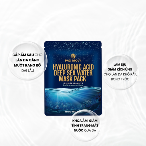 Pax Moly Hyaluronic Acid Deep Sea Water Mask Pack 25ml làm dịu kích ứng da khô - Hộp 10 miếng - Hình ảnh 5