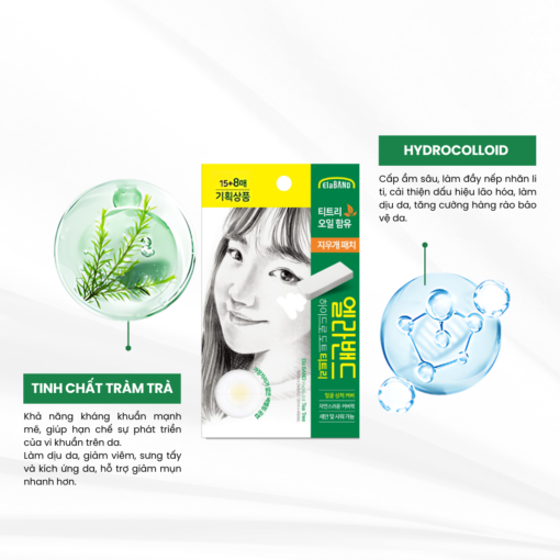 Miếng Dán Mụn Tan Xẹp Mụn Hiệu Quả Elaband Hydro Dot Tea Tree - Hình ảnh 5