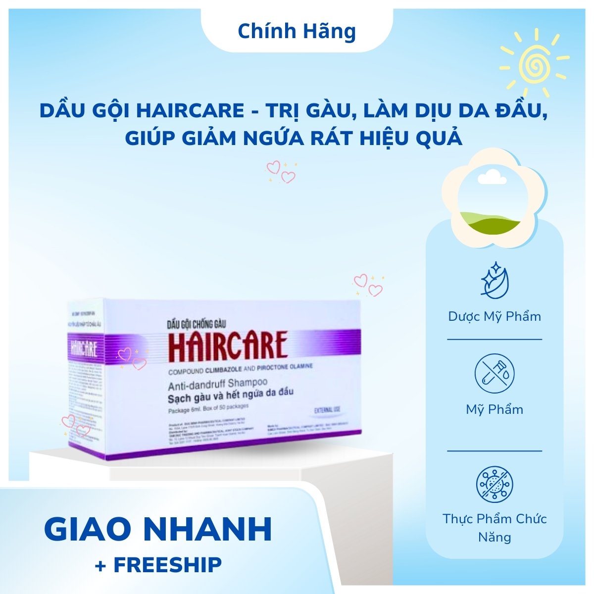 Trang chủ dau goi haircare tri gau lam diu da dau giup giam ngua rat hieu qua hop 50 goi x 6ml