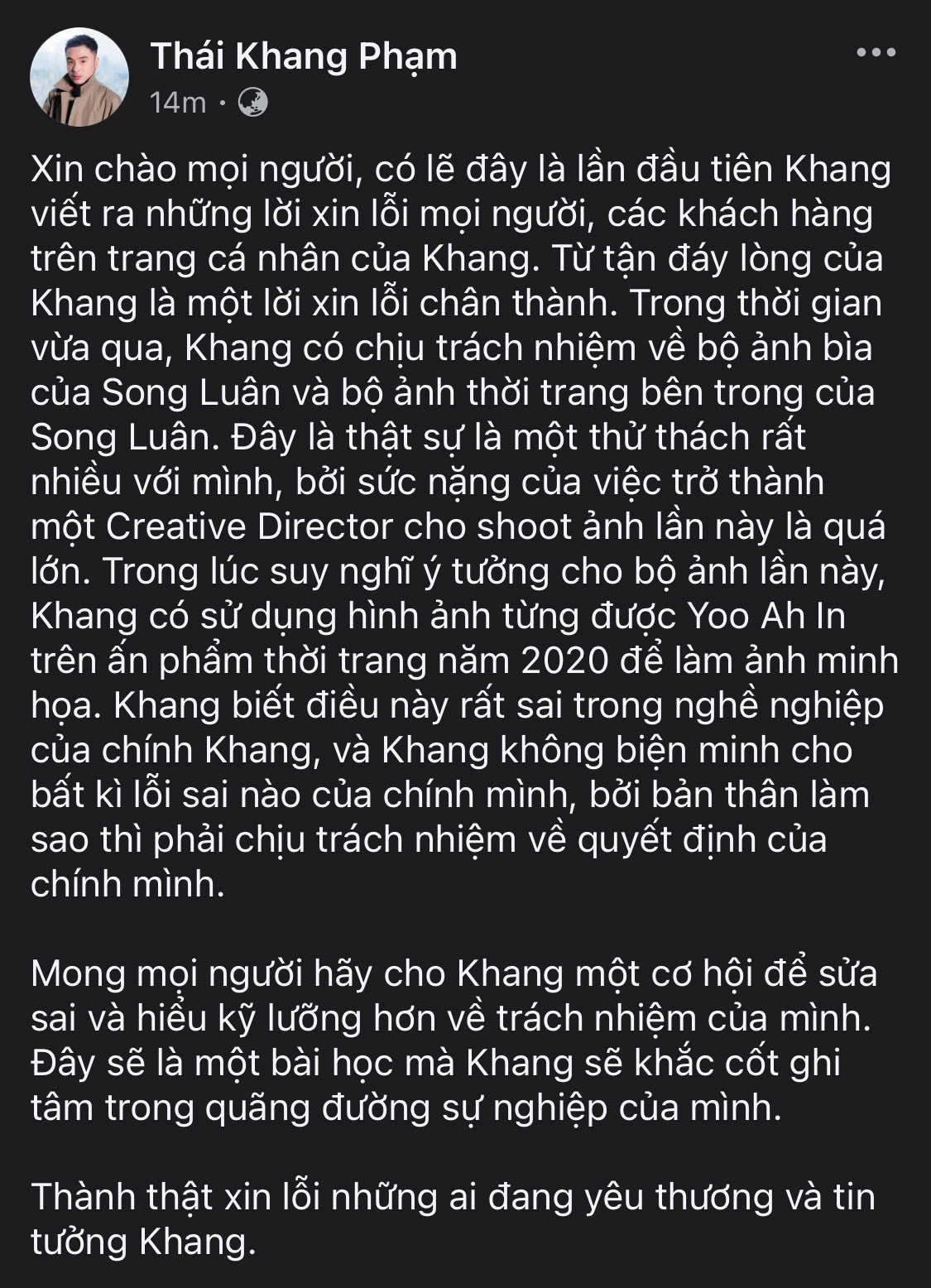Giám đốc sáng tạo cho bộ ảnh bị tố đạo nhái của Song Luân xin lỗi- Ảnh 2. Giám đốc sáng tạo cho bộ ảnh bị tố đạo nhái của Song Luân xin lỗi- Ảnh 2.
